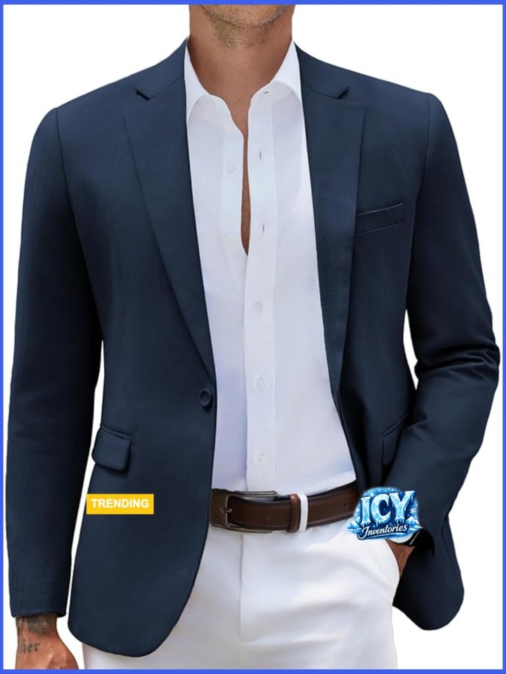 Slim Fit Sport Coat with Textured Cotton Fabric One Button Blazer